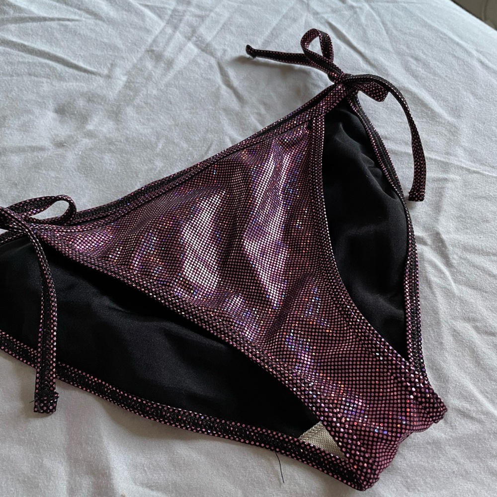 Purple iridescent American Apparel string bikini bottoms